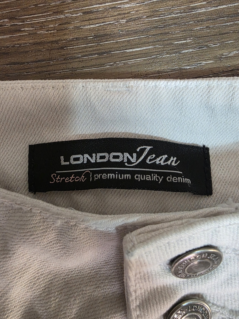 LONDONJEAN White Flared Wide-Leg Jeans with Double Button Waist - Picture 2 of 6